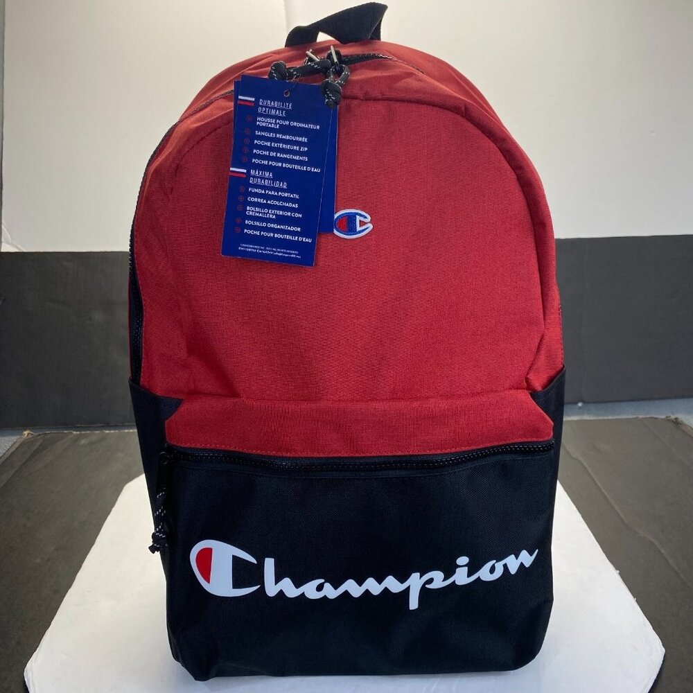 Champion 15” Backpack Black/Red‎ cript Logo,Laptop Sleeve,Padded Straps New